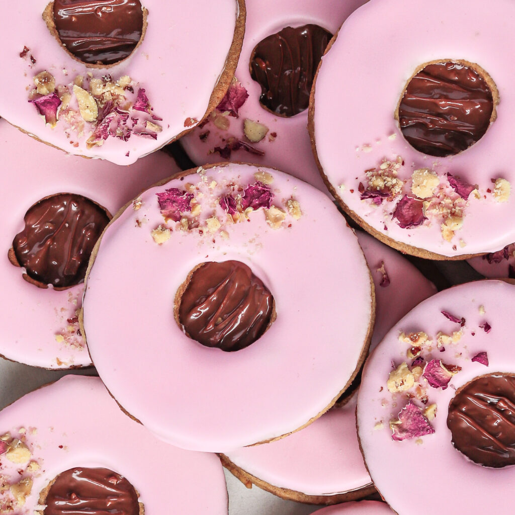 Pink cookies with a nutella centre