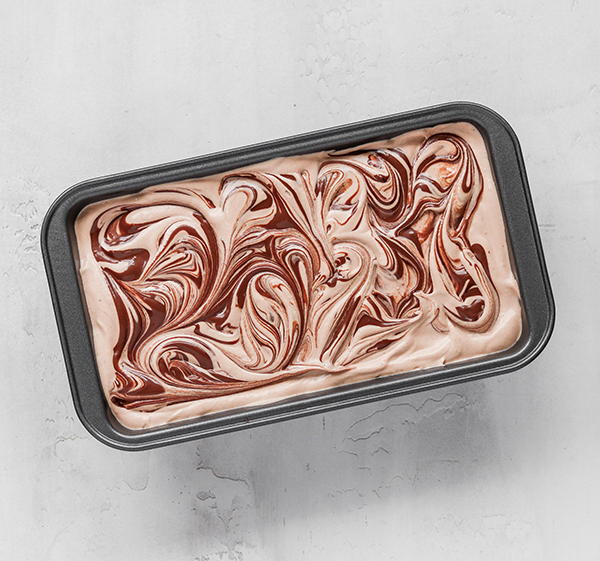 Nutella swirled into the ice cream