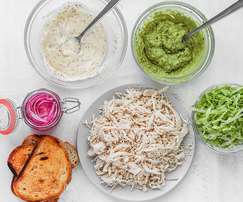 Ingredients for open face chicken sandwich