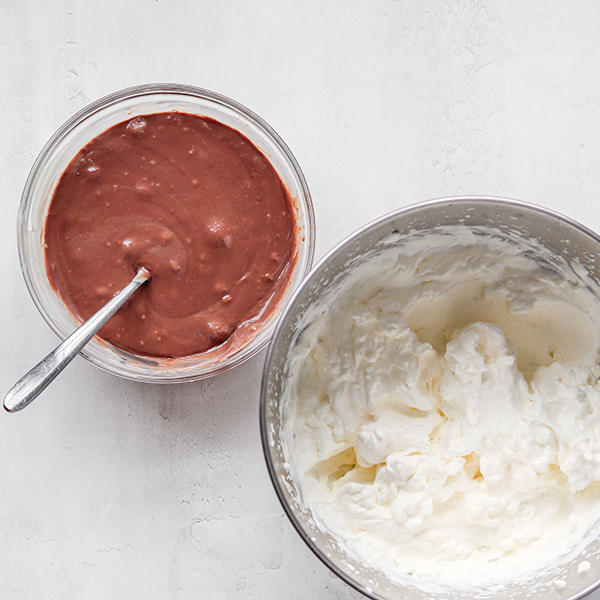 Nutella and condensed milk combined in a bowl