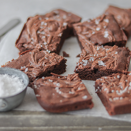 Small batch brownies on a baking tray