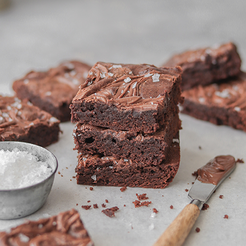 Nutella brownies stacked on top of each other